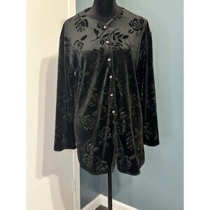 Vintage 1990’s California Krush Top Jacket Burnout Velvet Roses Button Up  Small